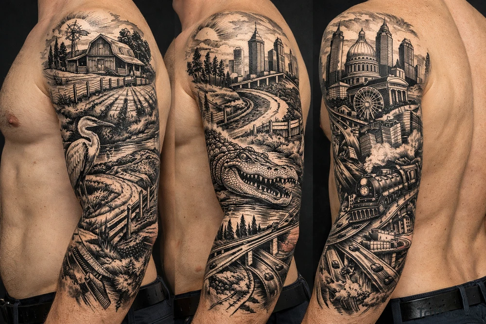from farmlands of North Florida to Metropolitan Atlanta tattoo idea