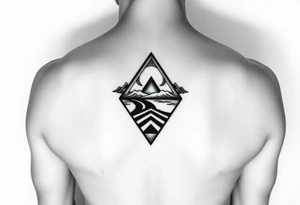 Geometric small triangle about different paths in life merge together and become stronger while being psychedelic and trippy tattoo idea
