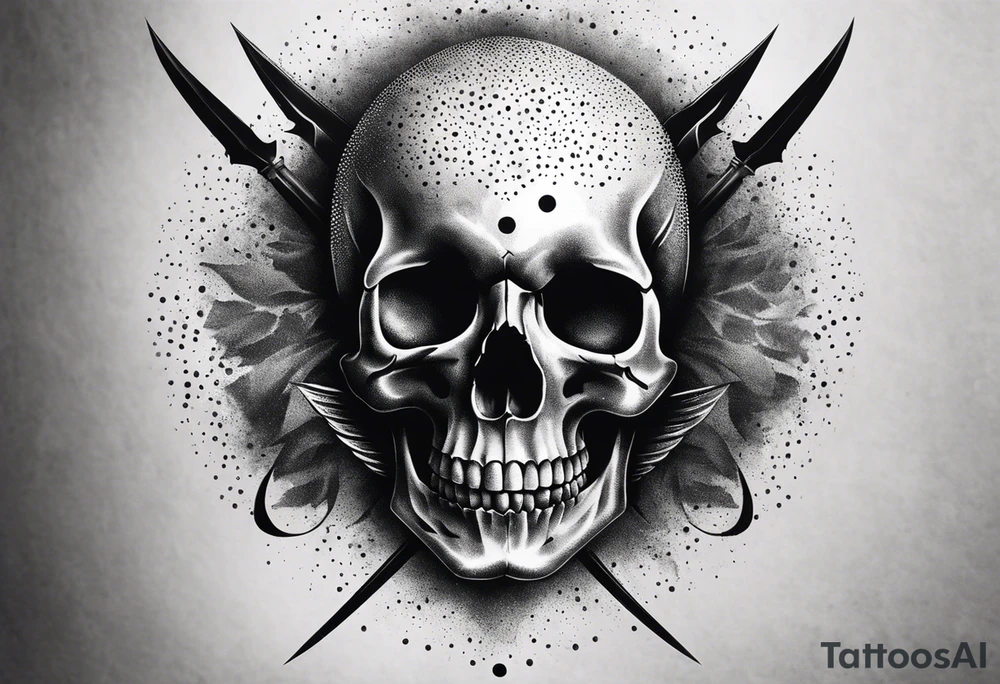 skull with dagger inside of it, i want it to be mysterious and dark tattoo idea