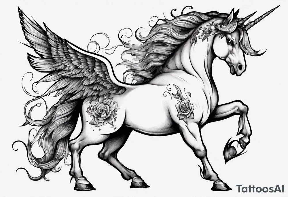 fat pegasus unicorn that looks like a rebel tattoo idea