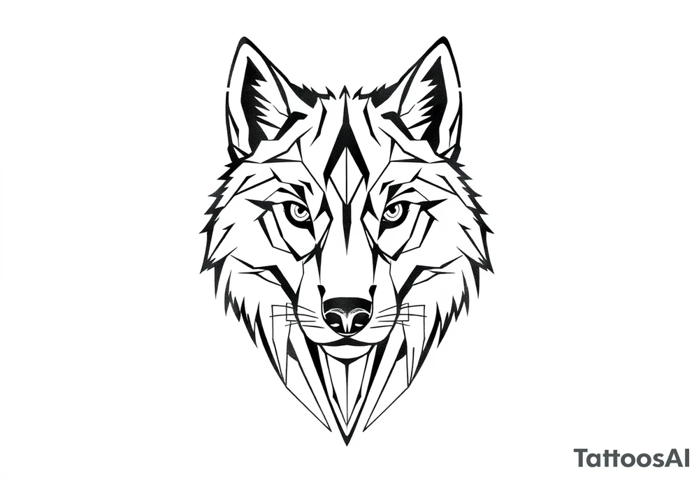 Geometric friendly wolffront tattoo idea