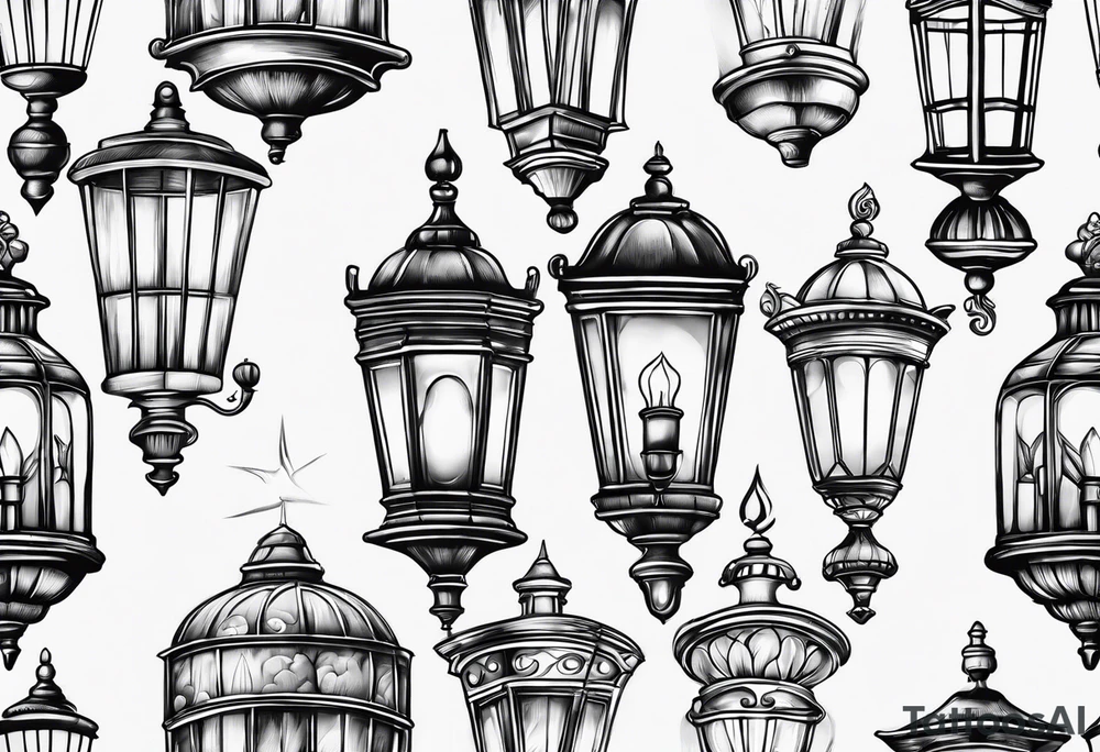 Street lamp whole thing no background tattoo idea