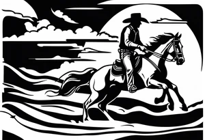 Cowboy riding off on a horse with shotgun tattoo idea