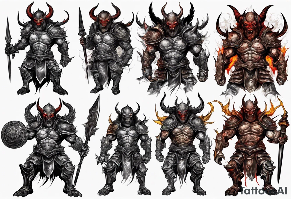 Demon in plate armor tattoo idea