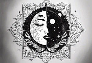 With all my heart and all my soul to the end of the universe To infinity and beyond.  sun and moon no face tattoo idea