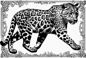 baby leopard walking in a bigger footstep tattoo idea
