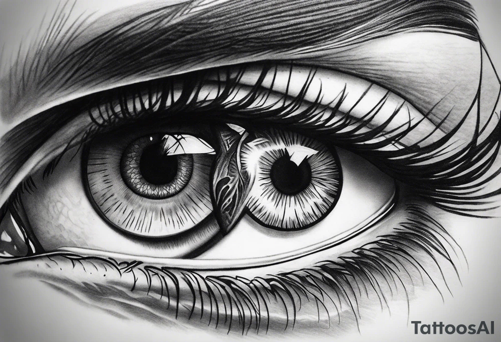 Tattoo of two eyes- women eye and panther eye tattoo idea