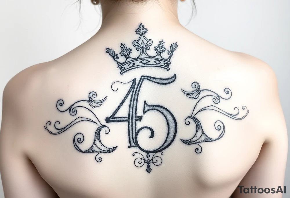 Trying to get a coverup over the number 45 with a capital G with a crown tilted to the left of it tattoo idea