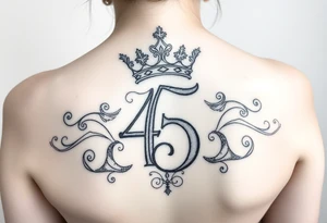 Trying to get a coverup over the number 45 with a capital G with a crown tilted to the left of it tattoo idea