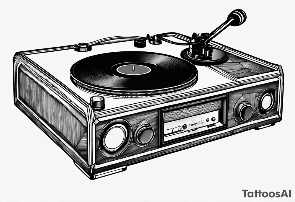 Recordplayer minimalistic in 2D tattoo idea