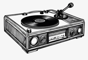 Recordplayer minimalistic in 2D tattoo idea