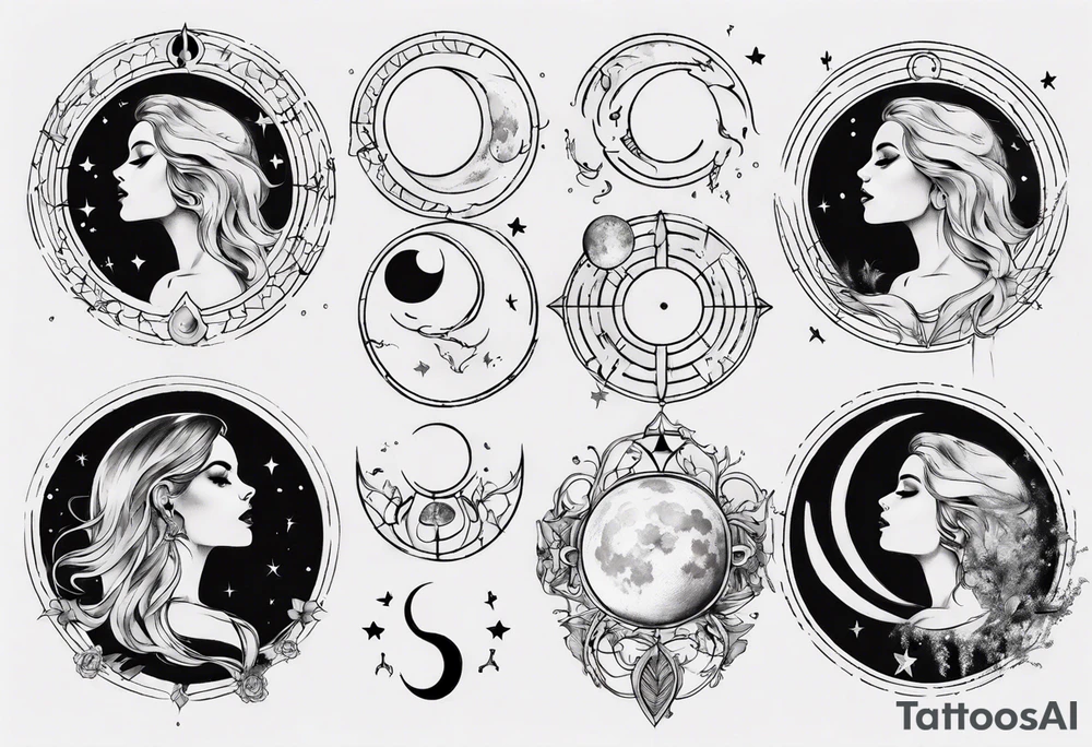 Woman's moon phase chest tattoo tattoo idea