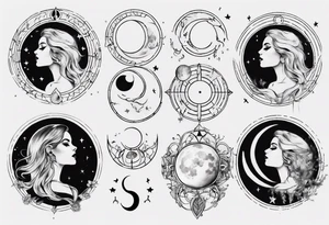 Woman's moon phase chest tattoo tattoo idea
