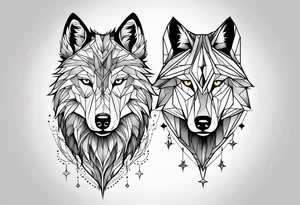 Constellation, two animal wolf, géométric tattoo idea