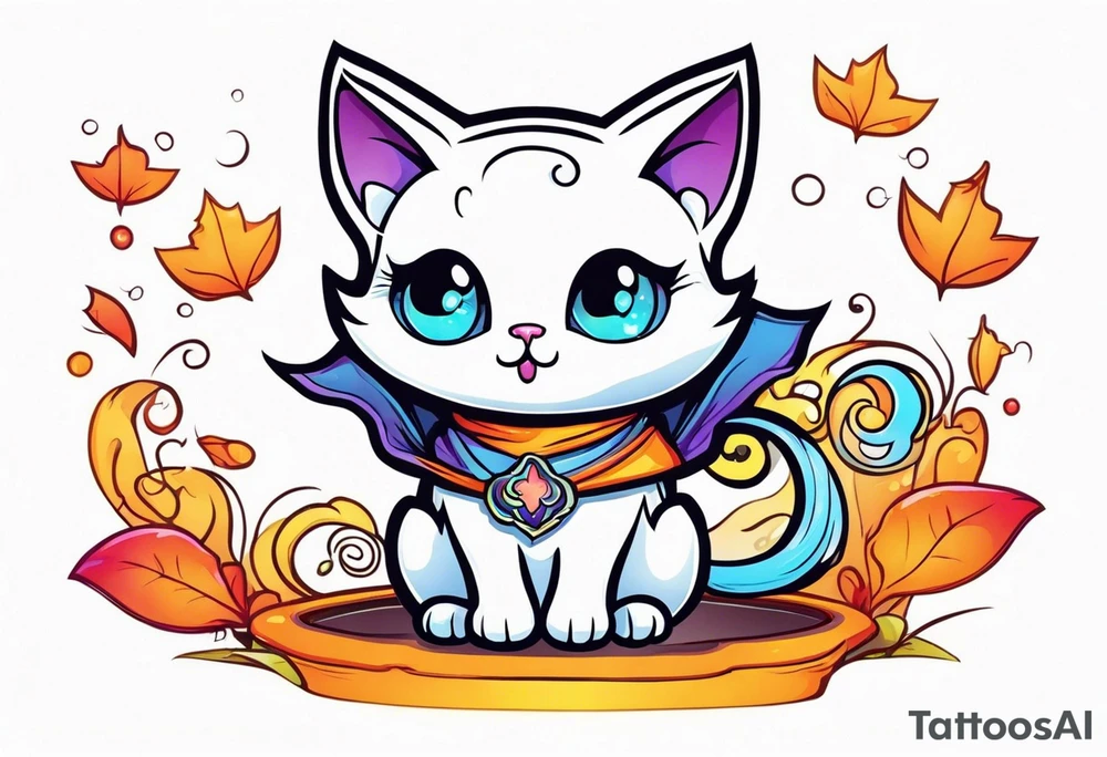 Cute Cat dressed as a ghost tattoo idea