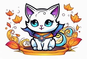Cute Cat dressed as a ghost tattoo idea