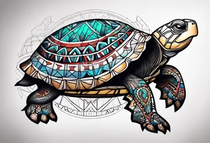 native american turtle with the name sam incorporated into thje shell design tattoo idea