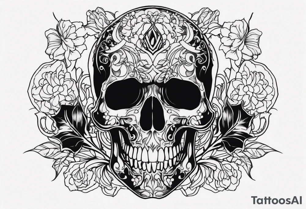 Creepy skull tattoo idea
