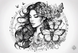 Capricorn constellation with butterflies tattoo idea