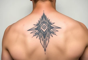 Fine-line geometric realism blade runner 1982 inspired dystopian, futuristic, cyberpunk tattoo idea
