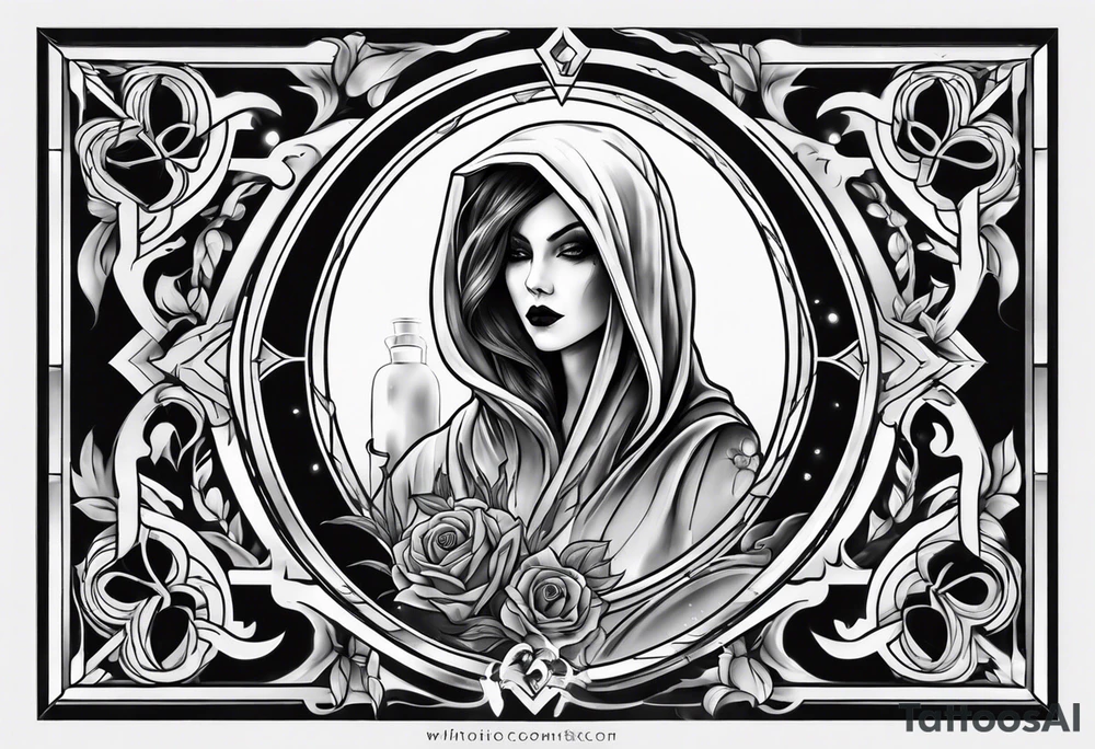 Bloody Mary ghost tattoo in a mirror tattoo idea