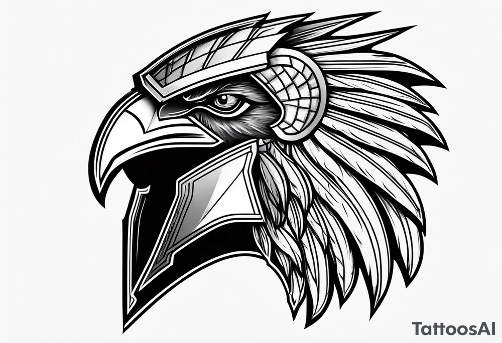 Spartan warrior helmet with American flag bald eagle tattoo idea