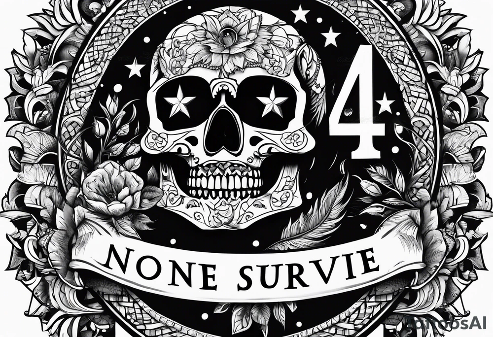 The number 44, around it the text “no one survive” tattoo idea