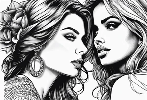 pretty woman vs ugly woman faces looking into each others eyes tattoo idea