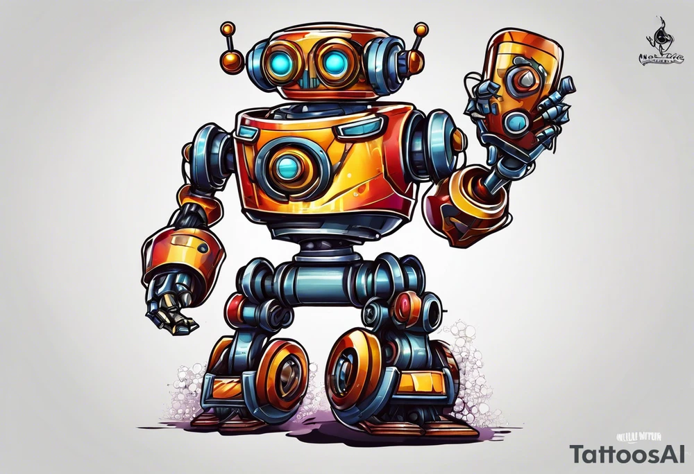 robot running at you tattoo idea