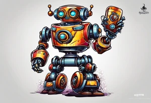 robot running at you tattoo idea