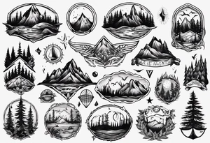 forest and sea mountains tattoo idea