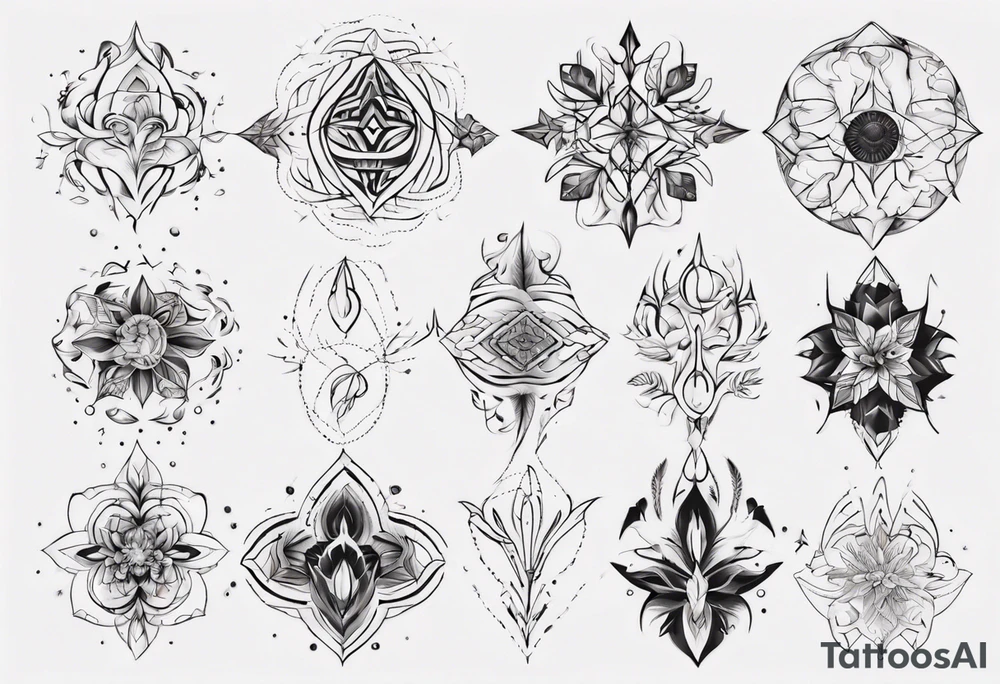 Minimalist Ornemental delicate tattoo idea