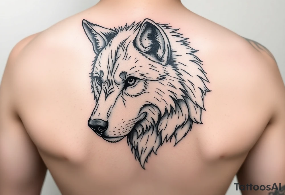 A solitary yet sublime and noble wolf and its progeny. the face for arm tattoo tattoo idea