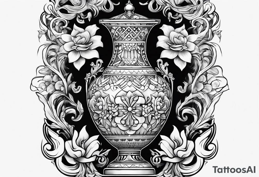 Traditional vase tattoo idea