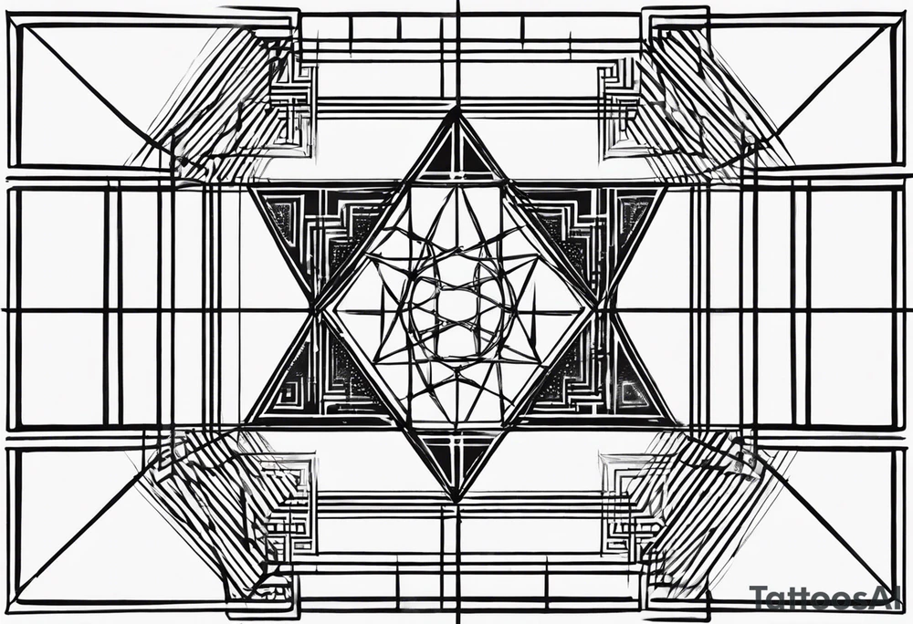 A circle.  Inside the circle a square with the 4 points touching the circle.  In the square have lines from the four corners and lines from side to side    All symmetrical.   The center of the square
An eye tattoo idea