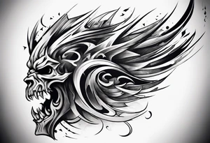 extreme fragmented twisted bone anger pain on arm tattoo idea