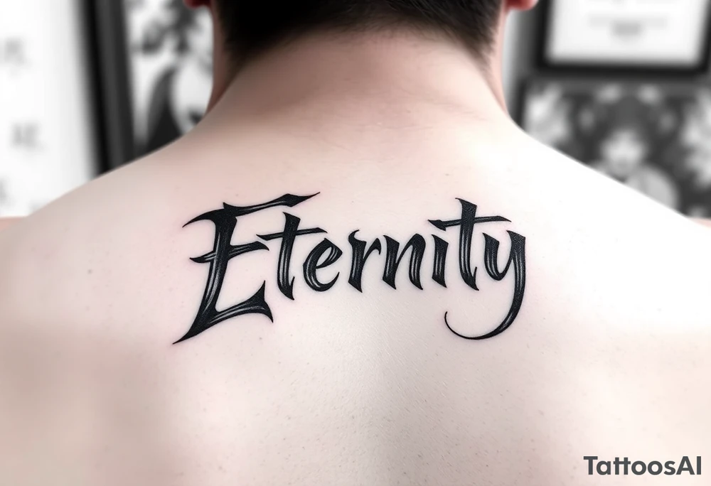 Eternity in
 font Japanese style tattoo idea