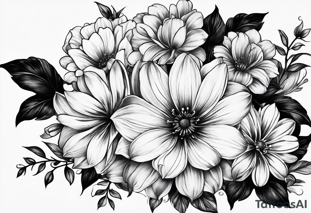Black flowers tattoo idea