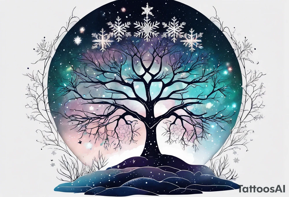 Constellation, tree , snowflake tattoo idea