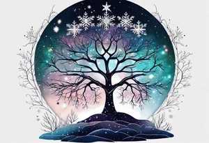 Constellation, tree , snowflake tattoo idea
