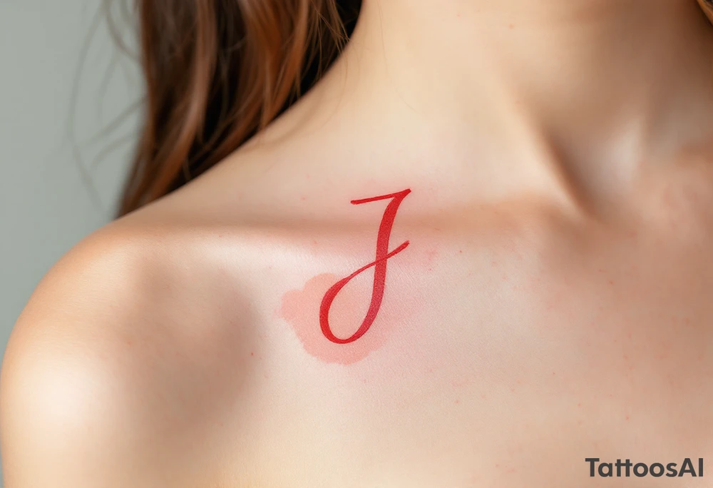 Soft watercolor "J" in blended hues of coral, peach, and rose pink. tattoo idea