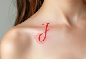 Soft watercolor "J" in blended hues of coral, peach, and rose pink. tattoo idea