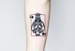 king of hearts card with arm Darth Vader card with paw prints and princess crown tattoo idea