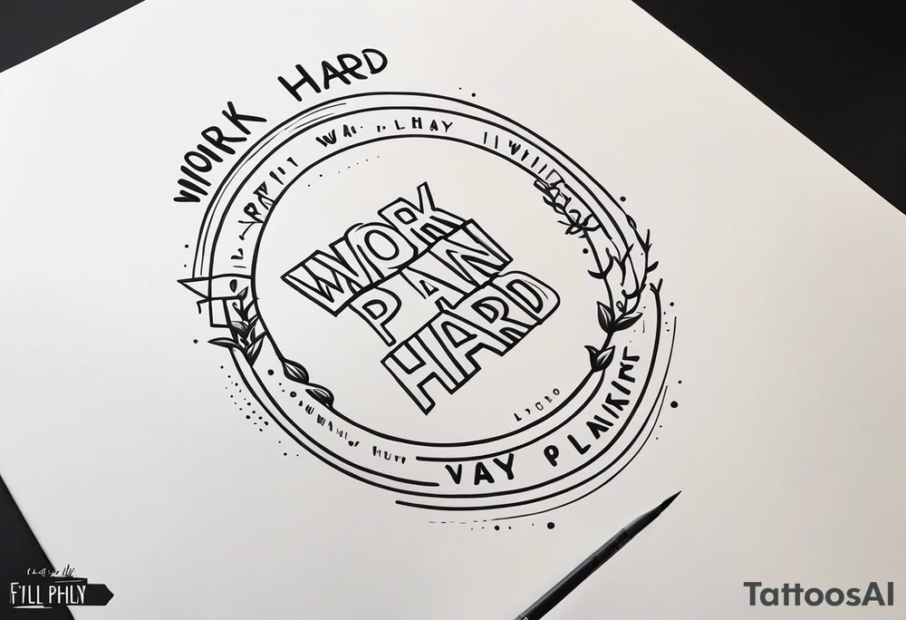 I want a painting style tattoo with the words "work hard" and "play hard". tattoo idea