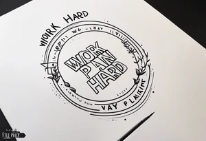 I want a painting style tattoo with the words "work hard" and "play hard". tattoo idea