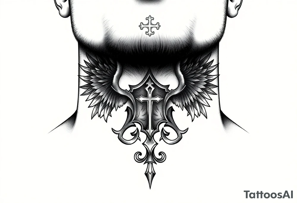 russian christian orthodox church military neck design front facing tattoo idea