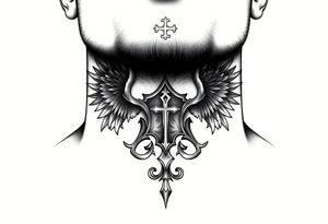 russian christian orthodox church military neck design front facing tattoo idea
