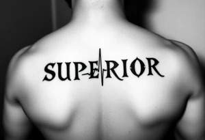 I need a tattoo that says "SUPERIOR" with a ECG acting as the underline which then transitions into becoming the "I" in "SUPERIOR". The font must preferably be gothic ultra OT tattoo idea