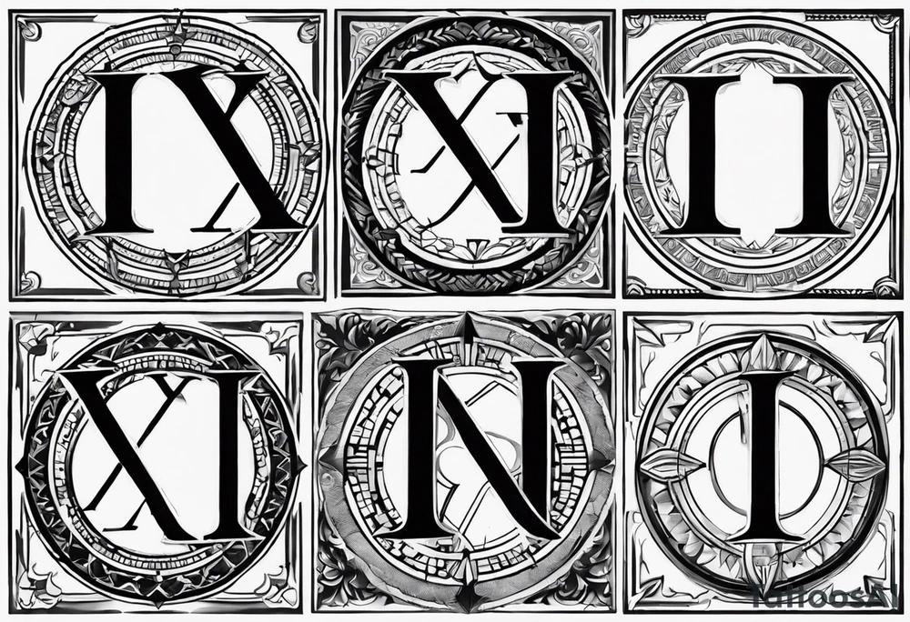 XIX roman numerals. The I in the middle should be outlined and the Xs should be filled in. THe I in the middle should stand out tattoo idea