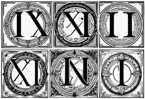 XIX roman numerals. The I in the middle should be outlined and the Xs should be filled in. THe I in the middle should stand out tattoo idea